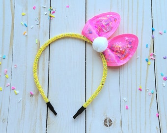 Bunny ears headband, Easter bunny headband, Shaker Bunny ears, Easter hair accessory, Easter headband, Girls headband, Toddler headband