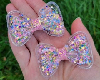 Pastel shaker pigtail bows,Pigtail bow set,Shaker bows,Pastel pigtail hair bows,Toddler hairbows,Toddler hair clips,Small hair bow,Shakers