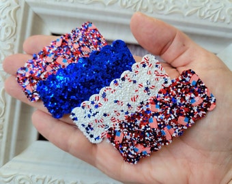 Red white and blue snap clip set, 4th of July hair clips, Patriotic hair accessory, Toddler hair clips, Girls birthday gift, Hair snap clips