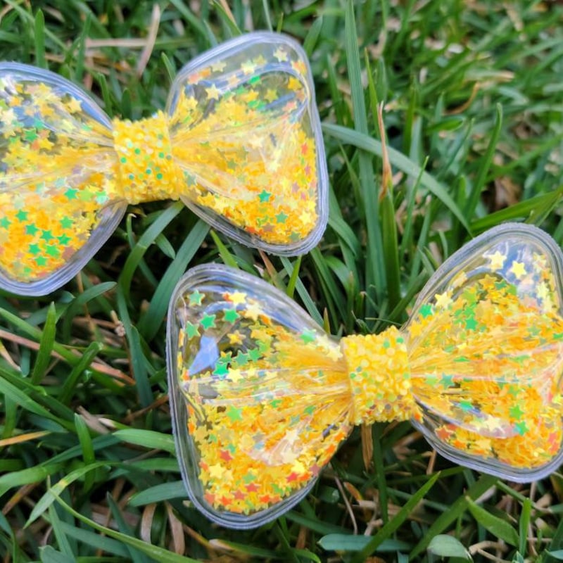 Yellow Card Small Yellow Pigtail Hairbows - Etsy