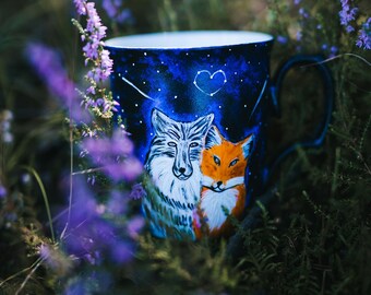 Mug magique personnalisé, cadeau Saint Valentin d'un mari à sa femme, mug loup et renard d'un petit ami à petite amie, idées cadeaux d'anniversaire, mug couple