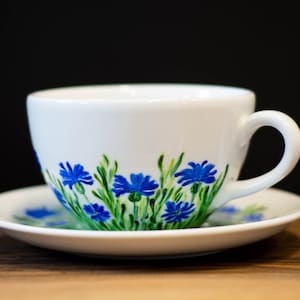 Kornblume Teetassen Set: Handbemalte florale Keramik