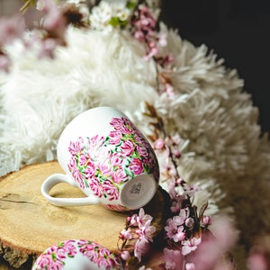 Plant mug with lid, customizable mug, magnolia mug for loose leaf tea, mother daughter mug ideas, Mother in law wedding gift, plant mom gift image 5