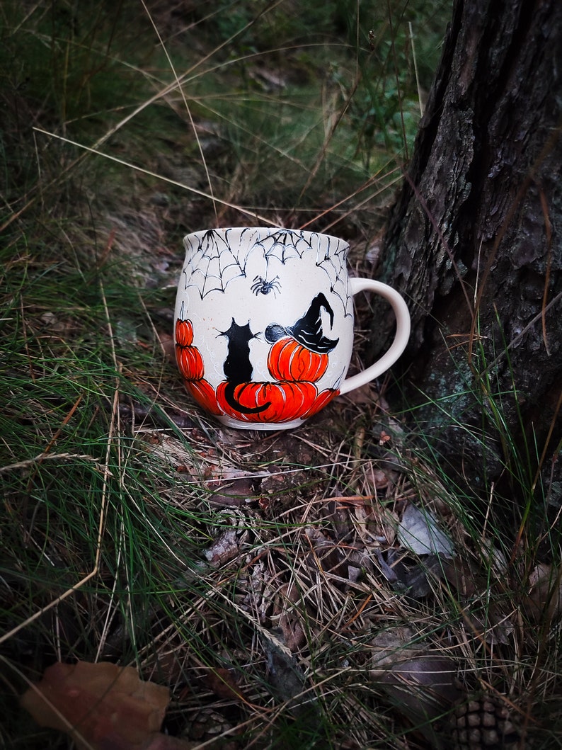 Witch black cat mug magical