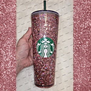 Personalized Starbucks Glitter Cup | Glitter tumbler | Cup with Straw |  Pink Starbucks Cup | Best Friend Gift | Custom Tumbler | Glitter Cup