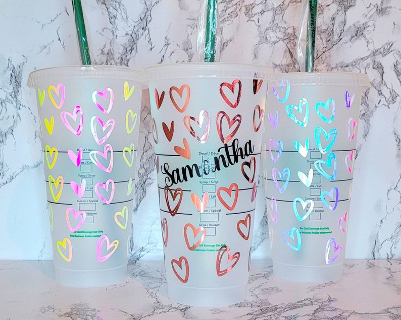 Heart Tumbler Starbucks Cup Iced Coffee Tumbler Custom Etsy
