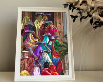 India Art Print, Colorful Indian Women, Travel Wall Art
