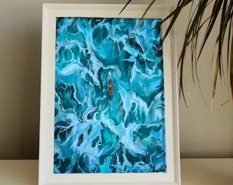Ocean Surf Art Print, Waves, Beach Poster