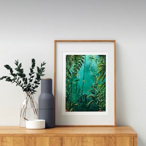 Unter Wasser, Unterwasser Kunstdruck, Kelp Wald, Fische Kunstdruck, Unterwasser Poster, Unterwasserkunst, Kelp Wald Poster, Wandkunst