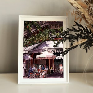 Cafe de Flores Art Print, Parijs Art Print, Parijs poster, Cafe de Flores, Frankrijk Art Print, Parijse kunst, Parijs kunst, reizen Art Print, stad