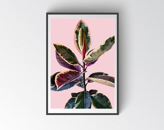 Pink Leaf Plant Art Print, Plant Print, Plant Art Print, House Plant Print, Leaves Print, Home Decor, Wall Decor, Plant Art, Plant Poster