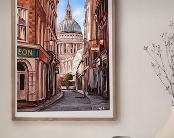 St Paul's Cathedral Art Print, London Street View, Archival Paper