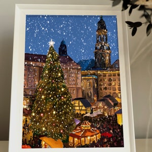 German Christmas Market Art Print, Germany, Christmas, Germany Christmas Poster, Travel Art, Christmas Tree, Christmas Markef Art Print
