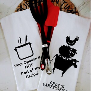 Kitchen towels with Sayings, Cute towels, Towels with lyrics, White Cotton Towels, Flour sack towels, tea towels, Lint free towels, funny