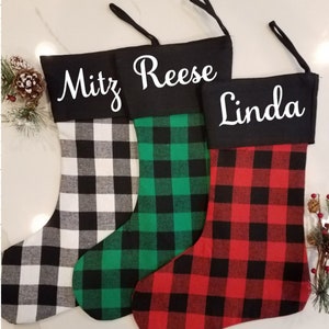 Christmas Stockings, Personalized Stockings, Buffalo Plaid Stockings, Gift Stockings, Christmas Gifts