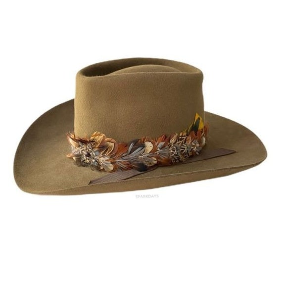 Dorian Western Brown Feather Cowboy Hat | 56 6 3/4