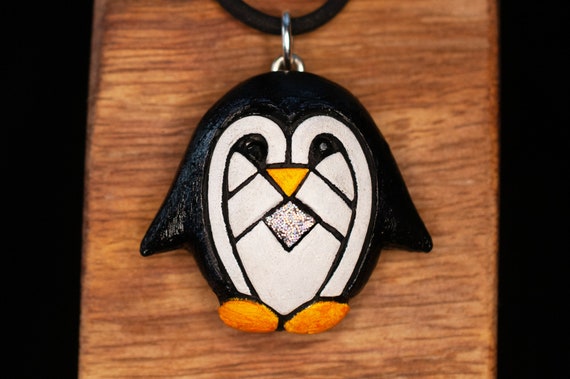 Penguin Necklace, Bird Mosaic Art, Cute Arctic Wild Animal, Fun Winter Style, Unique Gift idea for Nature Enthusiasts, Tuxedo zoo creature