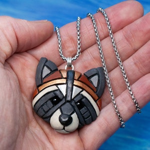 Raccoon Necklace, Gift idea for animal lovers, Symbol of mischief & curiosity, Fun Mosaic style, Cute Spirit Animal, the perfect nature gift