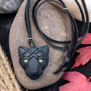 Black Panther Jaguar Necklace, Unique Gift Idea, Glossy or Matte, Big Cat, Wildcats, Mascot, Animal head, Unisex, Gift for man, leopard face