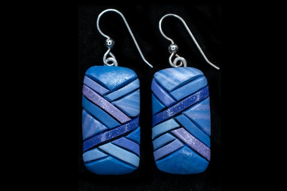 Earrings, Lavender Purple Abstract Mosaic, Unique Gift Idea, Sterling Silver wire, Matching Pastel Moon Pendant Available, Very lightweight