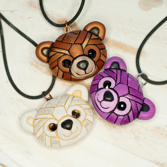 Teddy Bear Pendant, Handmade Teddy Bear Necklace, Whimsical Bear Jewelry