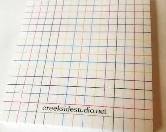 Sticky notes graph paper for sculpting symmetrical objects-color coded