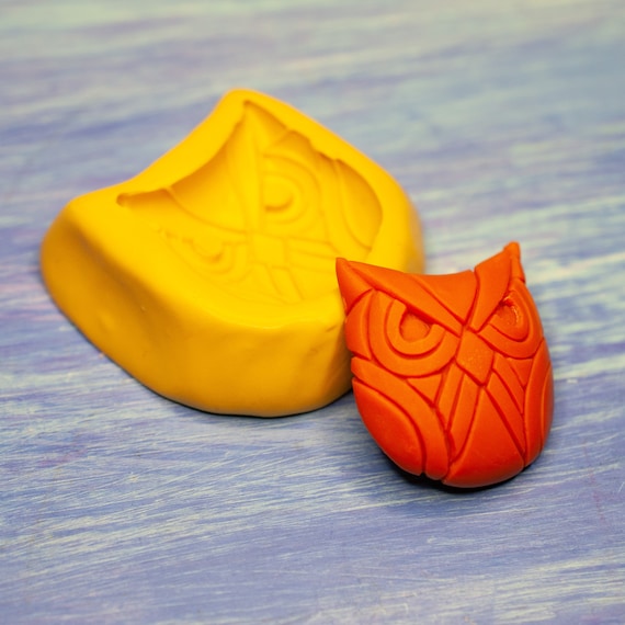 Owl Mold, Flexible Silicone, Cute Bird for DIY projects, crafts in polymer clay, make jewelry, ornaments, magnets etc, Includes 10 eyes