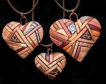 Peach Fuzz Pantone color of the year 2024 mosaic heart Pendants, limited edition, gift idea for designer, current fashion, trend palette