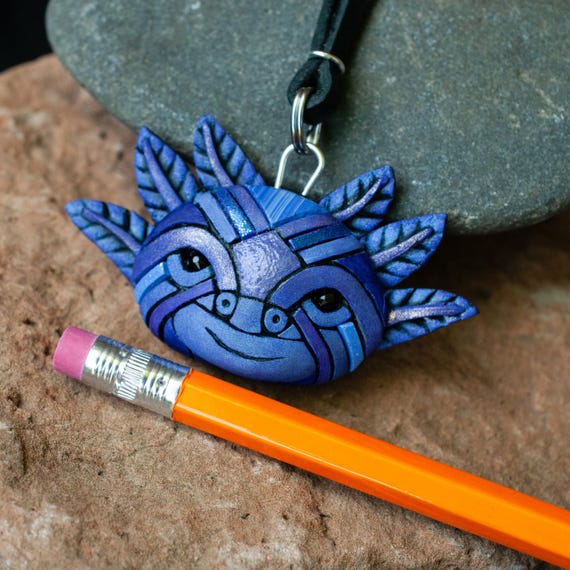 Axolotl Necklace in Violet, Black Adjustable-Length Leather Cord, Purple Mosaic Spirit Animal, Unique Gift Idea, Mexican Symbol, Super Cute