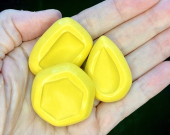 Earring Mold for Polymer Clay Veneers, Flexible Silicone, set of 3 shapes, hexagon, tear drop, rectangle, make jewelry, DIY projects, crafts