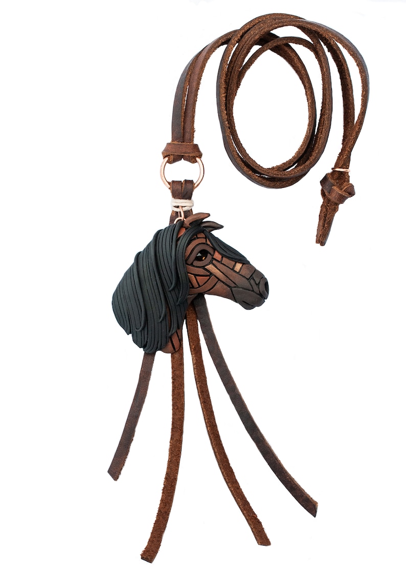 Bay Horse Necklace Pin or Purse Charm Leather Cord With Etsy