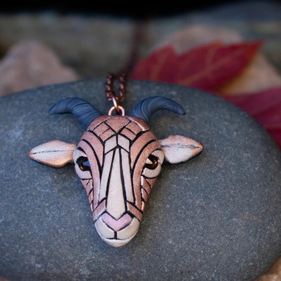 Goat pendant, gift for goat lovers, farm animal pet portrait, mosaic spirit animal, fun Capricorn gift, cute dwarf goat, g.o.a.t. greatest
