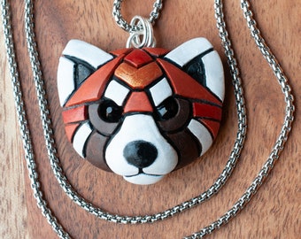 Red Panda Necklace, Gift idea for animal lovers, Fun Mosaic style, Endangered Species, Himalayan Native, Cute Spirit Animal, perfect gift