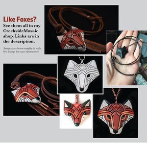 See my entire collection of handmade foxes as necklaces, ornaments, and knitting pendants. Red, white and black available.