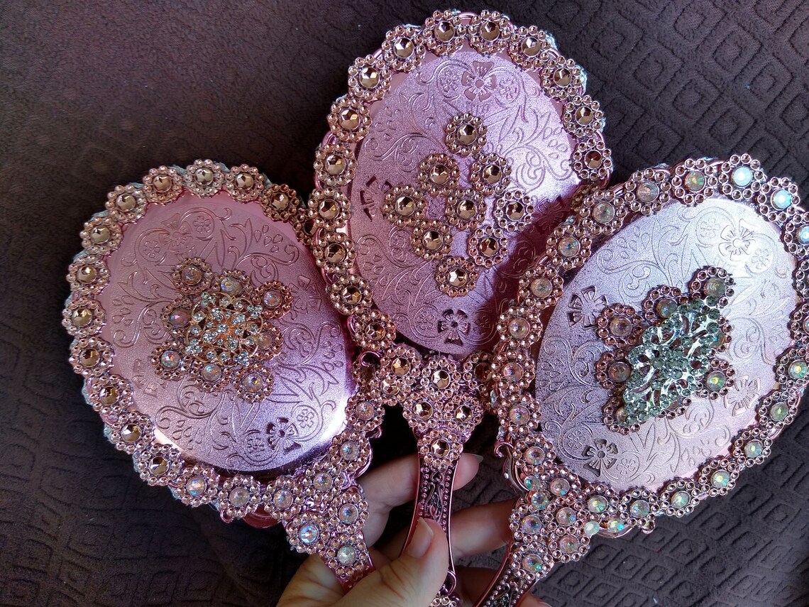 Rose Gold Handheld Mirror Etsy