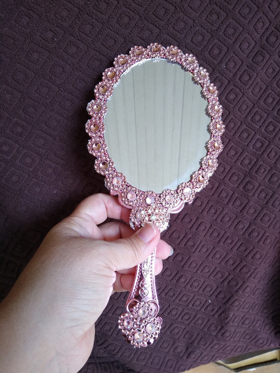 Rose Gold Handheld Mirror Etsy