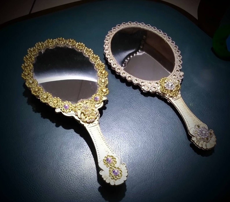 Gold Handheld Mirror no rhinestones Etsy