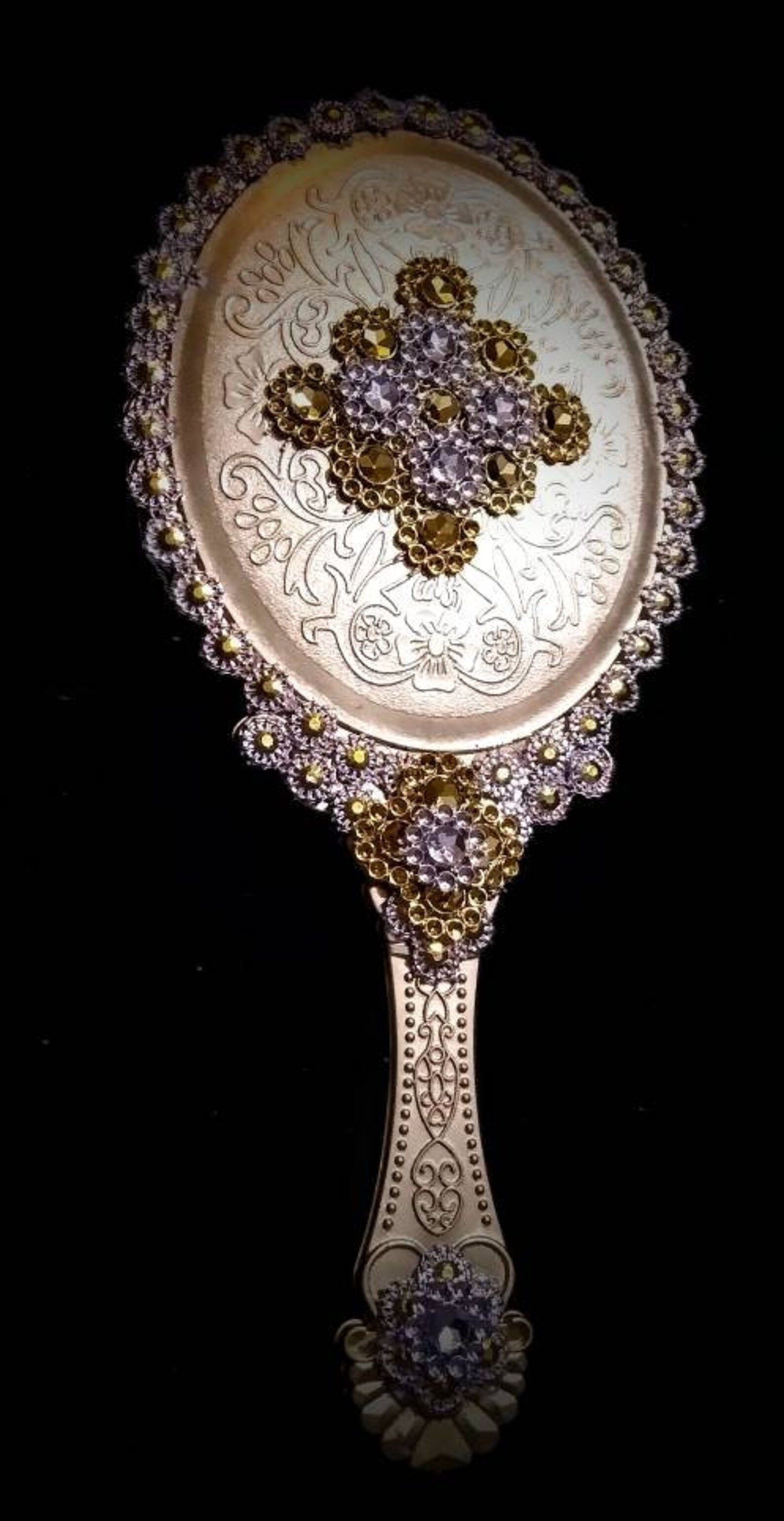 Gold Handheld Mirror no Rhinestones Etsy
