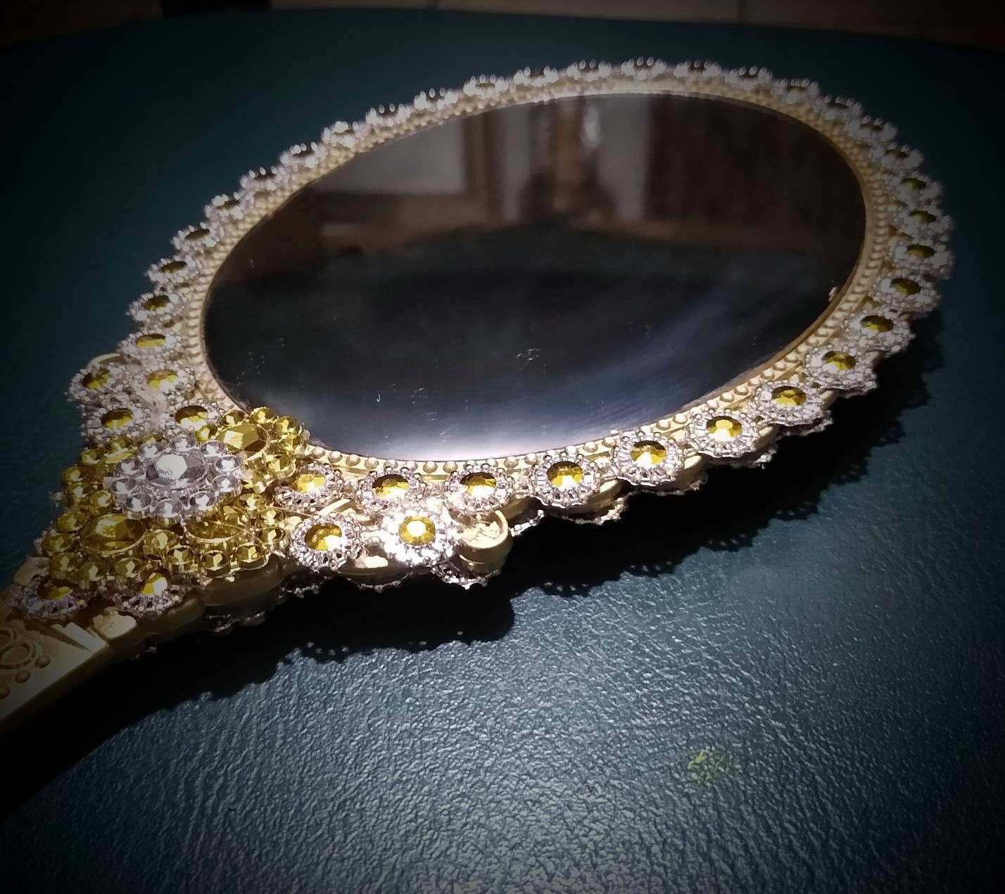 Gold Handheld Mirror no Rhinestones Etsy