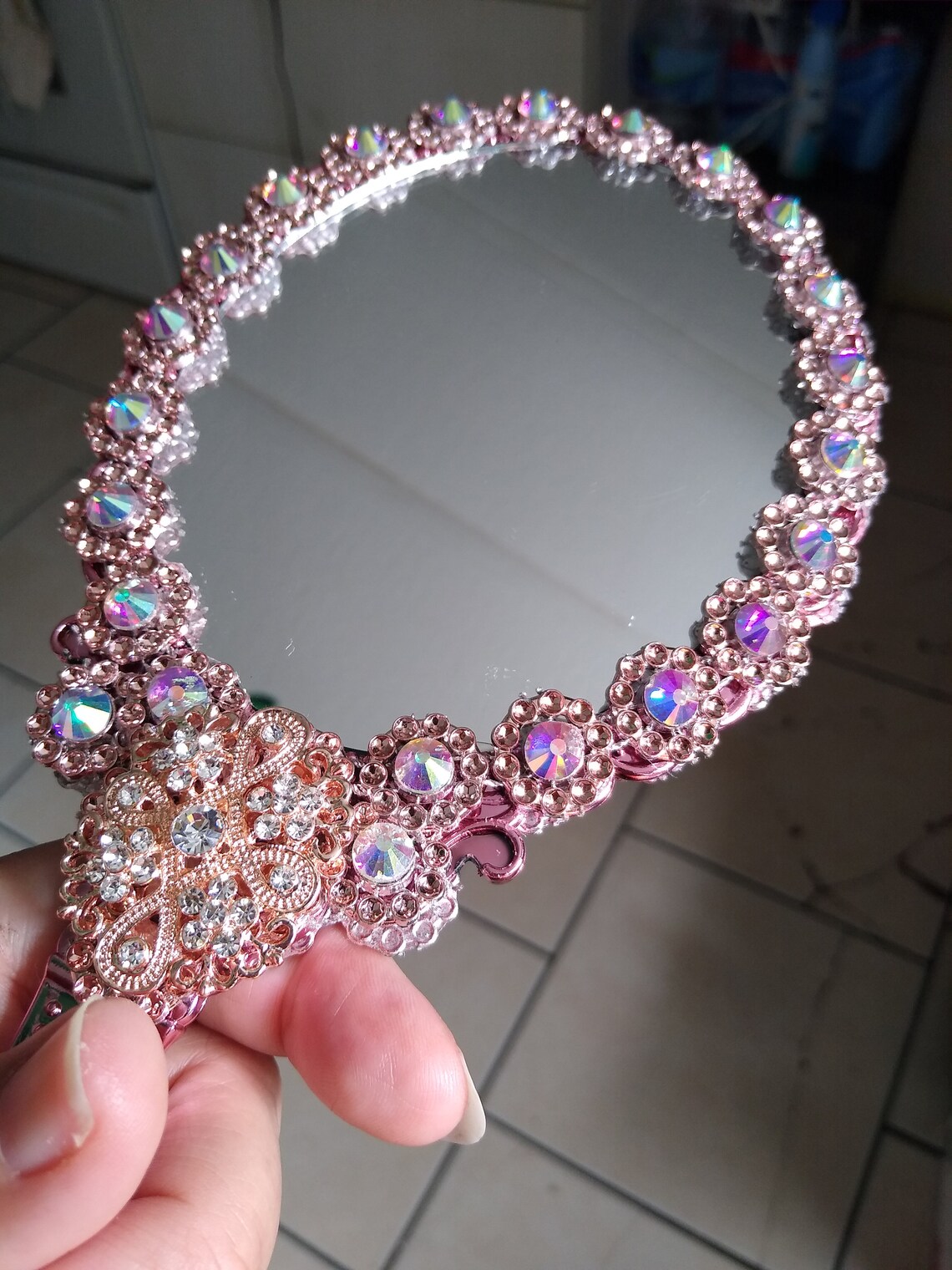 Rose Gold Handheld Mirror Etsy