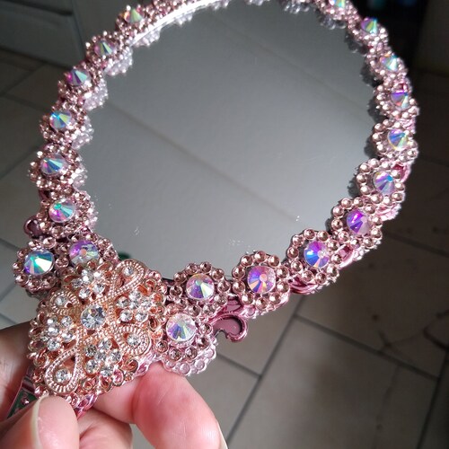 Rose Gold Handheld Mirror Etsy