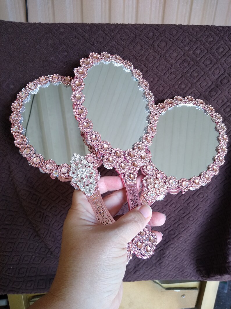 Rose Gold Handheld Mirror Etsy