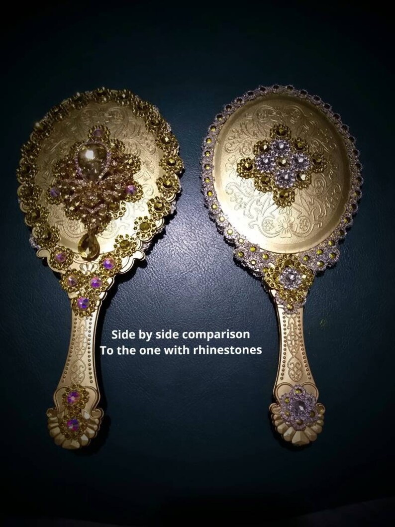 Gold Handheld Mirror no Rhinestones Etsy