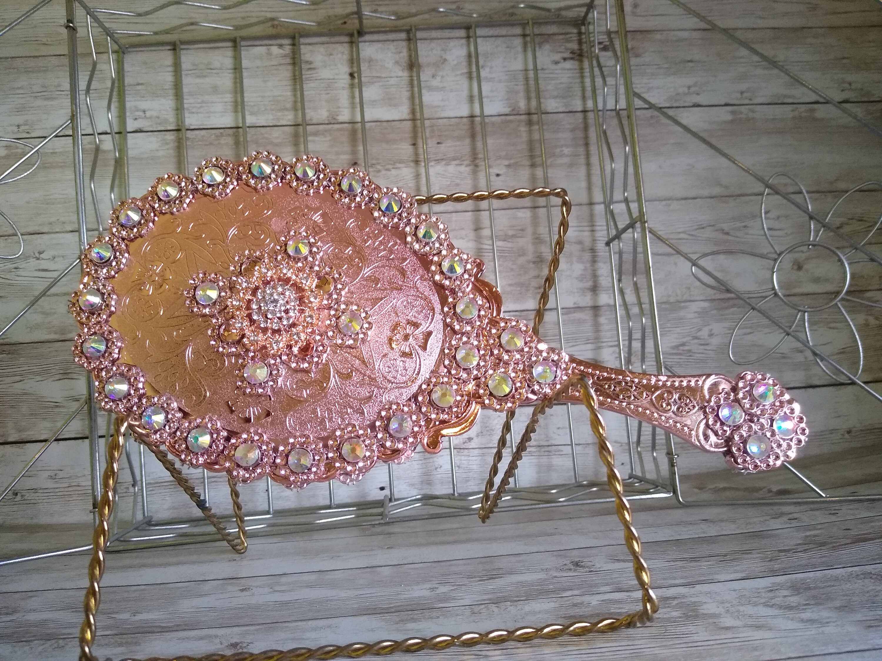 Rose Gold Handheld Mirror Etsy