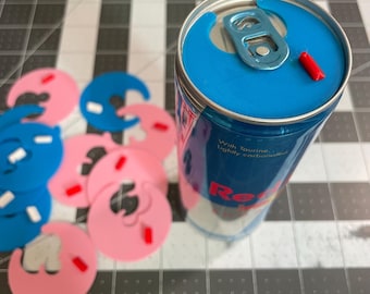 Red Bull Can Lid: 3D Printed, Biodegradable, Set of 6