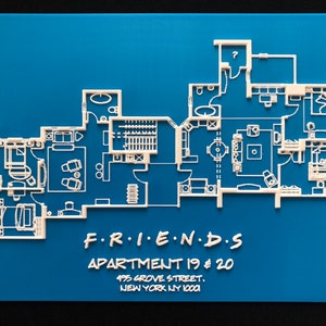 FRIENDS tv Show Apartments 19 & 20 Blue Print 3D Printed image 2