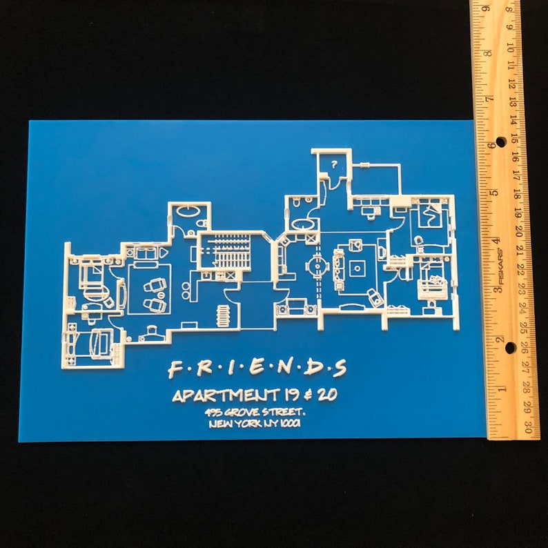 FRIENDS tv Show Apartments 19 & 20 Blue Print 3D Printed image 6