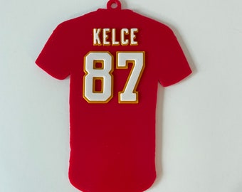 Travis Kelce's Jersey inspired Ornament | 3D Printed Ornaments | NFL Lover Gift | Chiefs Fan Gift | Football Fan Gift