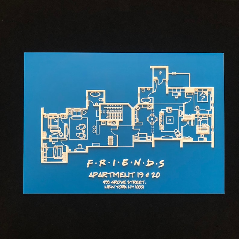 FRIENDS tv Show Apartments 19 & 20 Blue Print 3D Printed image 1