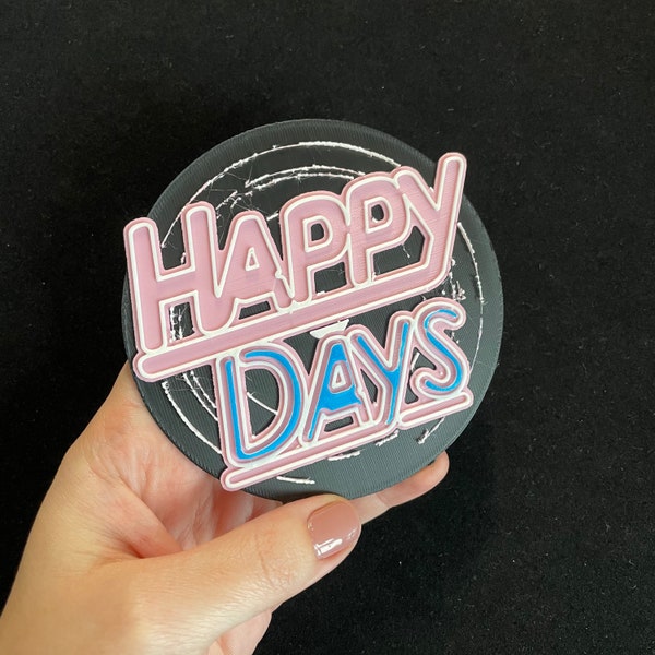 Happy Days Logo | Tv show 3D Printed Sign | Sitcom Plaque | Sitcom Fan Gifts